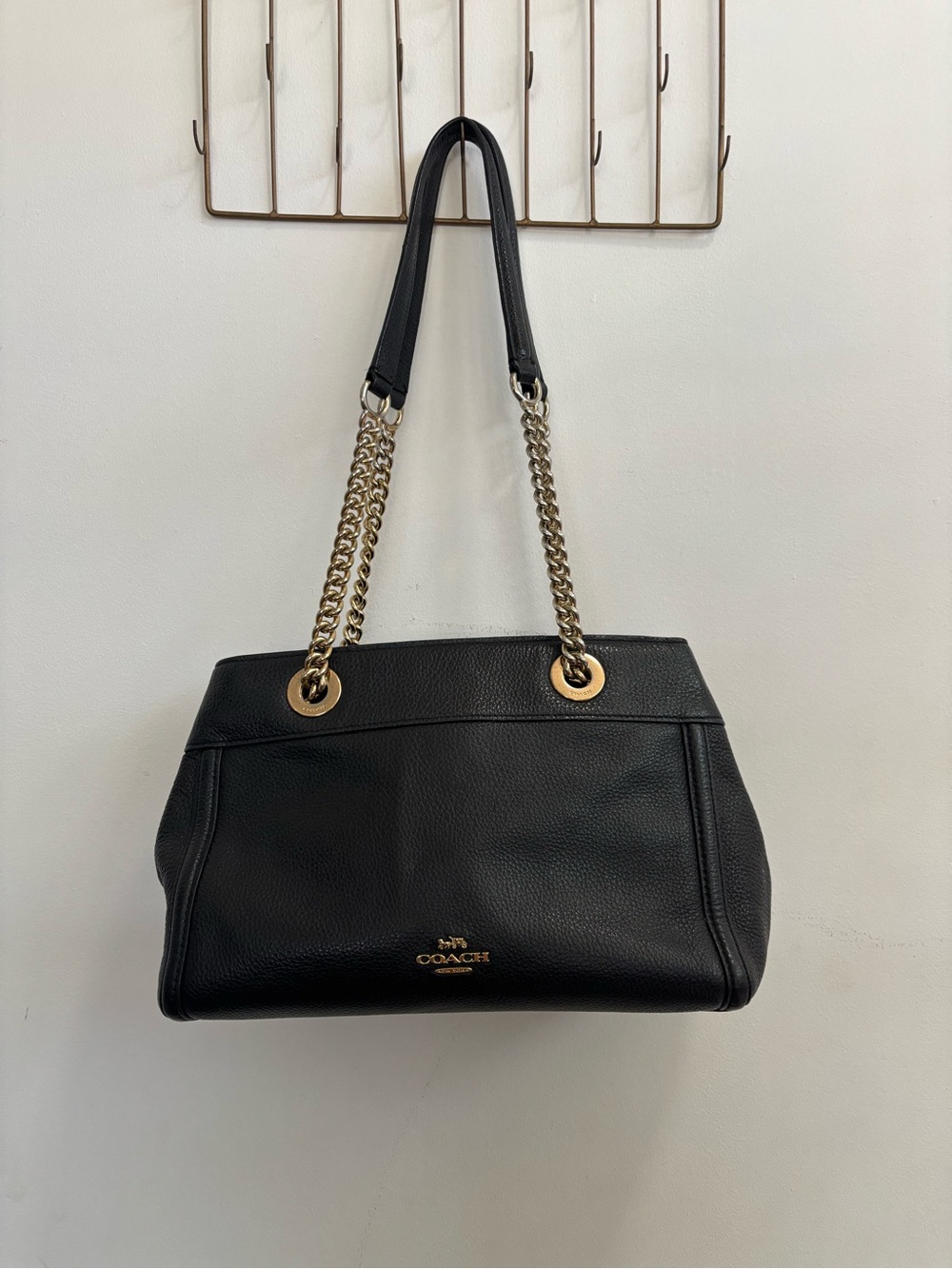 Coach Brooke Chain Carryall Black Pebble Leather (F37796)